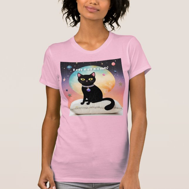 Svart katt - Låt oss bli bekväma T Shirt (Framsida)