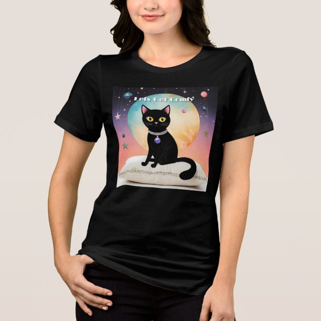 Svart katt - Låt oss bli mysiga T Shirt (Framsida)