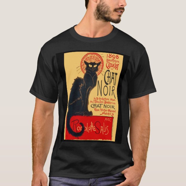 Svart katt, Le Chatta Noir, konst T Shirt (Framsida)