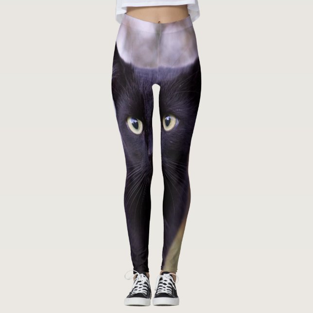 svart katt leggings (Framsida)