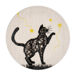 Svart katt lekfulla stjärnor illustration