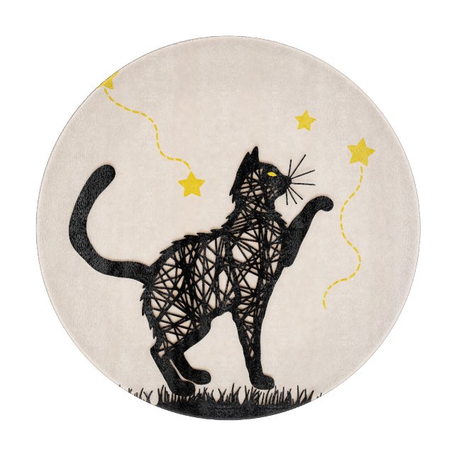 Svart katt lekfulla stjärnor illustration (Framsidan)