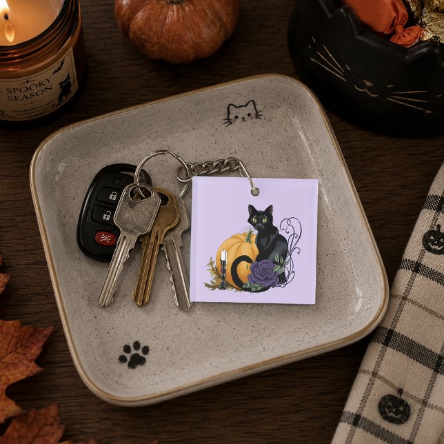 Svart katt Lila ros Pumpa Pumpa (Skapare uppladdad)