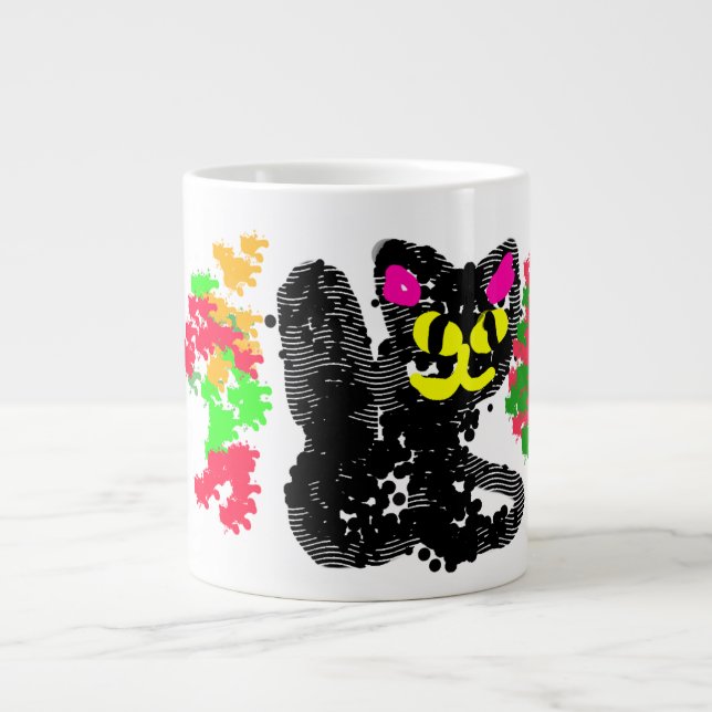 Svart katt linje Höst  Jumbo Mugg (Framsidan)