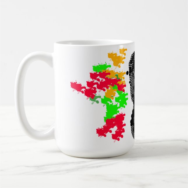 Svart katt linje Höst  Kaffemugg (Vänster)