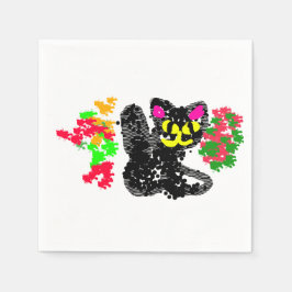 Svart katt linje Höst Pappersservett