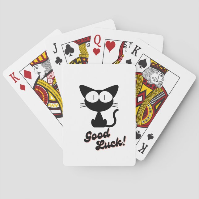 Svart katt & "Lycka till" Casinokort (Baksidan)