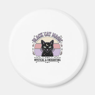 Svart Katt Magi Katt Svart Katt Vintage Vektor Art Magnet