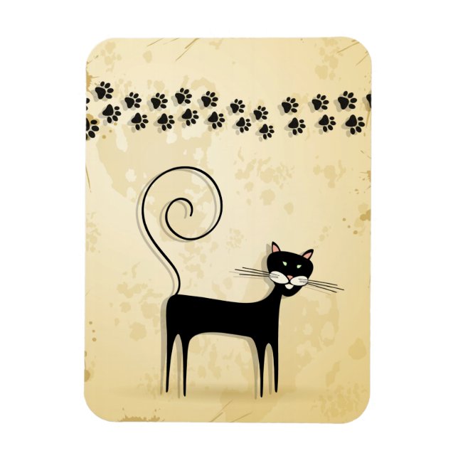 Svart katt magnet (Vertikal)