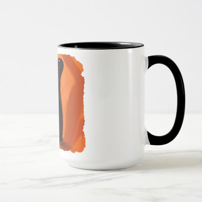 Svart katt målning, mugg (Höger)