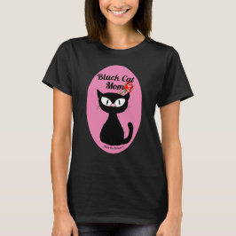 Svart Katt Mamma Söt Tecknad Svart Katt med Röd Ro T Shirt