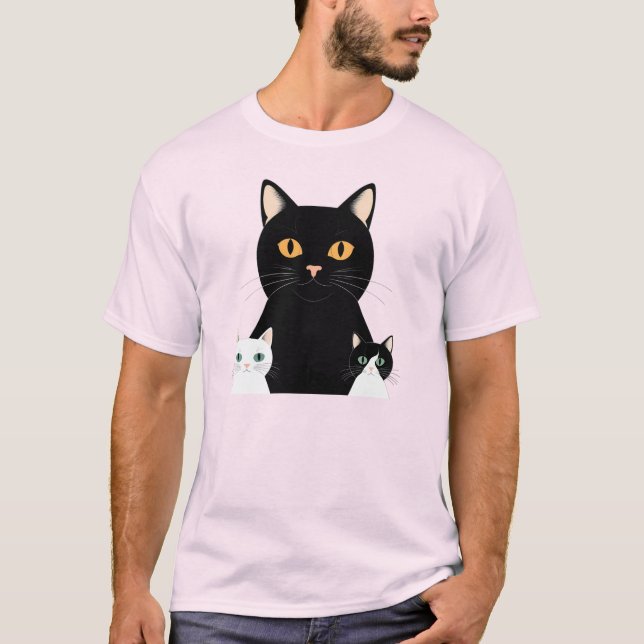 svart katt mamma t shirt (Framsida)