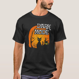 Svart Katt Måne Kuslig Scen Halloween Mörk T Shirt