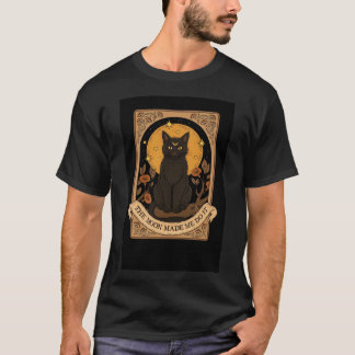 Svart Katt Måne T-Shirt – MoMens Grundläggande T-S