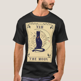 Svart Katt Månen Tarotkort Tarot Ockult Vintage T Shirt