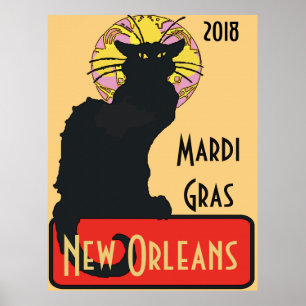 Svart katt, Mardi Gras, redigera text Poster