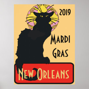 Svart katt, Mardi Gras, redigera text Poster