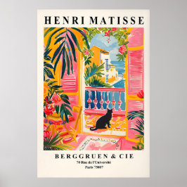 Svart Katt Matisse Konsttryck Rosa Strand Poster