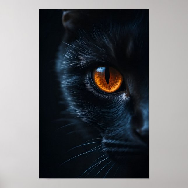 Svart katt med bärnstensöga poster (Framsidan)