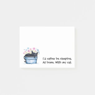 Svart katt med blommor Jag hellre sover Post-it Block