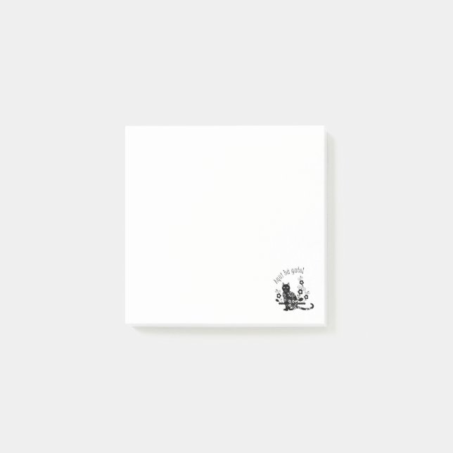 Svart katt med blommor och portugisiskt uttryck post-it block (Framsida)