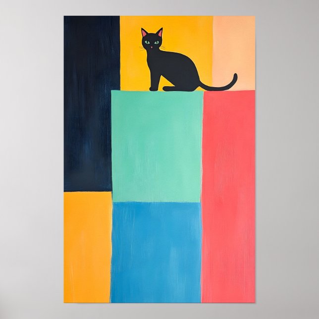 Svart katt med enkel design poster (Framsidan)