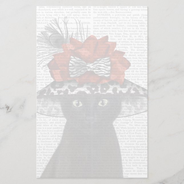 Svart katt med Fabulous Hat Brevpapper (Framsida)