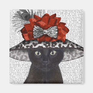 Svart katt med Fabulous Hat Magnet