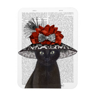 Svart katt med Fabulous Hat Magnet