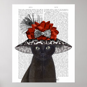 Svart katt med Fabulous Hat Poster