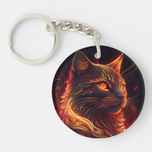 Svart katt med Fire Red och Golden Aura