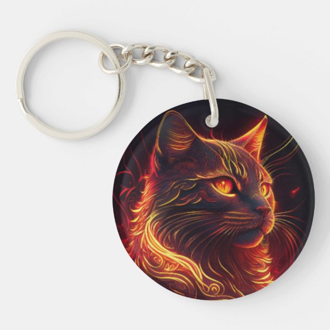 Svart katt med Fire Red och Golden Aura (Framsidan)