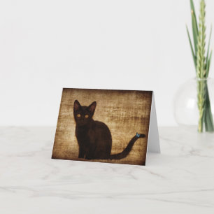 Svart katt med fjärilen Notecard Kort