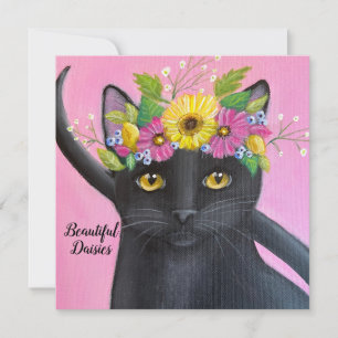 Svart katt med Flower Krona