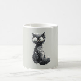 Svart katt med glasögon kaffemugg