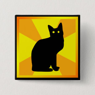 Svart katt med Glowing Ögon - Knapp