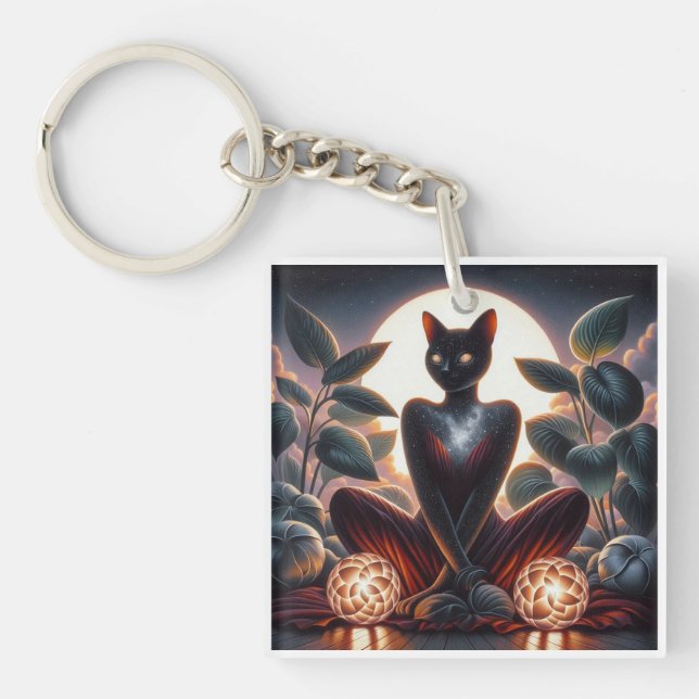 Svart Katt med Glowing Ögon Surreal Digital (Framsidan)