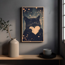 Svart katt med Golden Heart - Kattens Mysiga Kärle