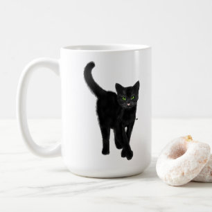 Svart katt med Grönt Öga Cute Quote Kaffemugg