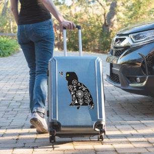 Svart katt med grönt öga klistermärken