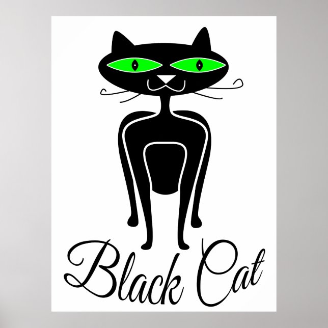 Svart katt med grönt öga poster (Framsidan)