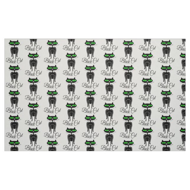 Svart katt med grönt öga tyg (Fat Quarter)