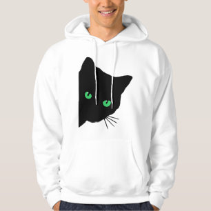 Svart katt med grönt ögon hoodie