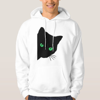 Svart katt med grönt ögon hoodie