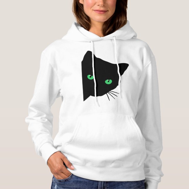 Svart katt med grönt ögon t shirt (Framsida)