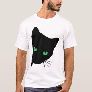 Svart katt med grönt ögon t shirt