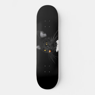 Svart katt med gult ögon i mörken mini skateboard bräda 18,5 cm