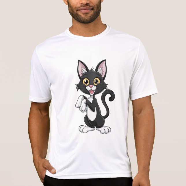 Svart katt med Gult Ögon T Shirt (Framsida)