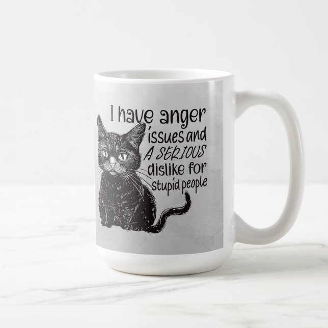 Svart Katt Med Ilska Problem Kaffemugg (Höger)