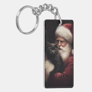 Svart katt med Jultomten julafton